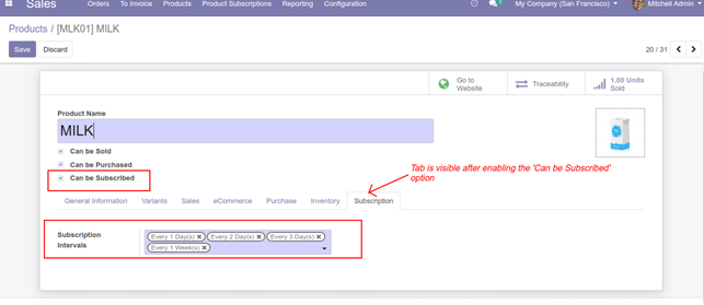 Setting up a Subscription in a Product