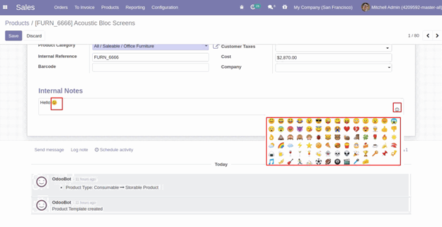 List of Odoo 14 Features Text Emojis