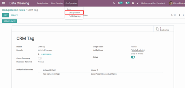 List of Odoo 14 Features Configuration - Create Deduplicate rule