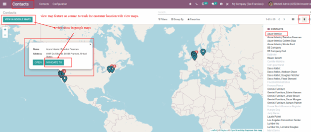List of Odoo 14 Features View Map Feature on Contact to Track the Customer Location with View Maps