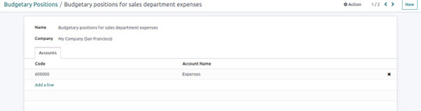 Budgetary Positions In Odoo