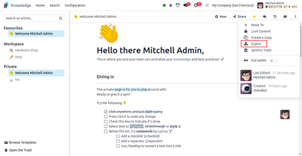 Export PDF