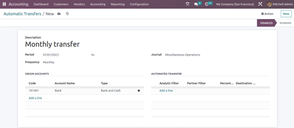 Step to manage Automatic Transfers in Odoo Accounting