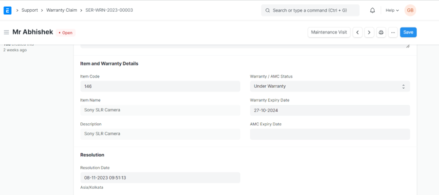 Create a Warranty Claim in ERPNext: Step by Step Process