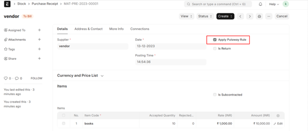 PutAway Rule In ERPNext Configure the Put-Away Rules