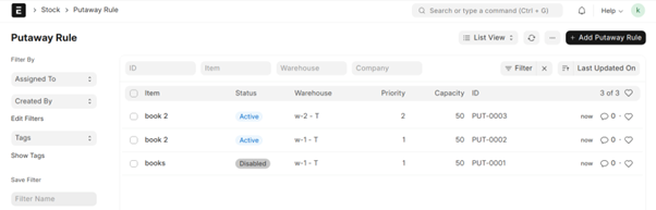 PutAway Rule In ERPNext Configure the Put-Away Rules