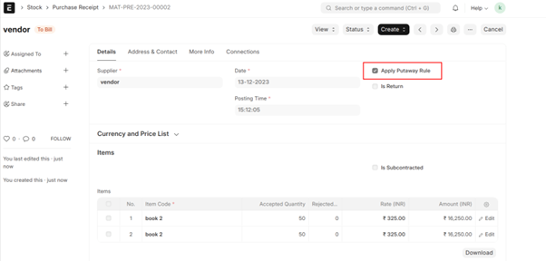 PutAway Rule In ERPNext Configure the Put-Away Rules