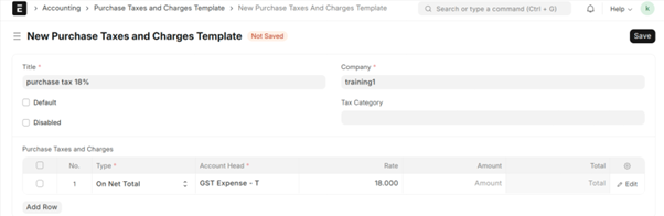 PurchaPurchase Taxes and Charges Template In ERPNextse Taxes and Charges Template - Accessing the Tax Settings In ERPNext