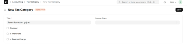 Taxes and Charges In ERPNext Tax Category - Accessing the Tax Settings In ERP