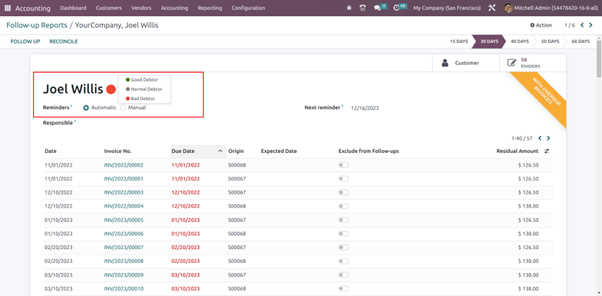 Manage Follow up Report in Odoo Accounting