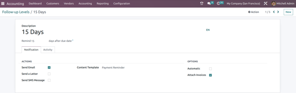Follow up Reports In Odoo Follow up Levels Configuration in Odoo