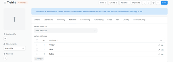 Use-case of Attribute in ERPNext