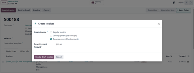 Step by step process to handle down payments in Odoo17