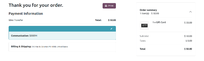Use-case of Creating Gift Card in Odoo
