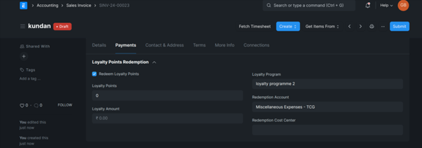 Loyalty Program In ERPNext How can we Redeem the Loyalty Points in ERPNext