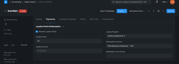 Loyalty Program In ERPNext How can we Redeem the Loyalty Points in ERPNext