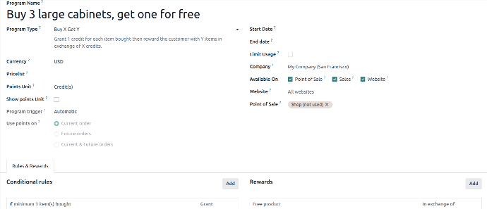 Configure Buy X Get Y Free Program and Loyalty Cards Program in Odoo17 Use Case of BUY X GET Y FREE Program