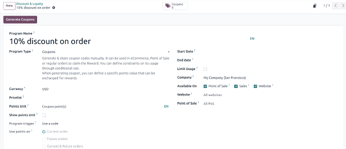 Coupon and Next Order Coupon In Odoo 17 Use-case of Create New Coupon Program in Odoo