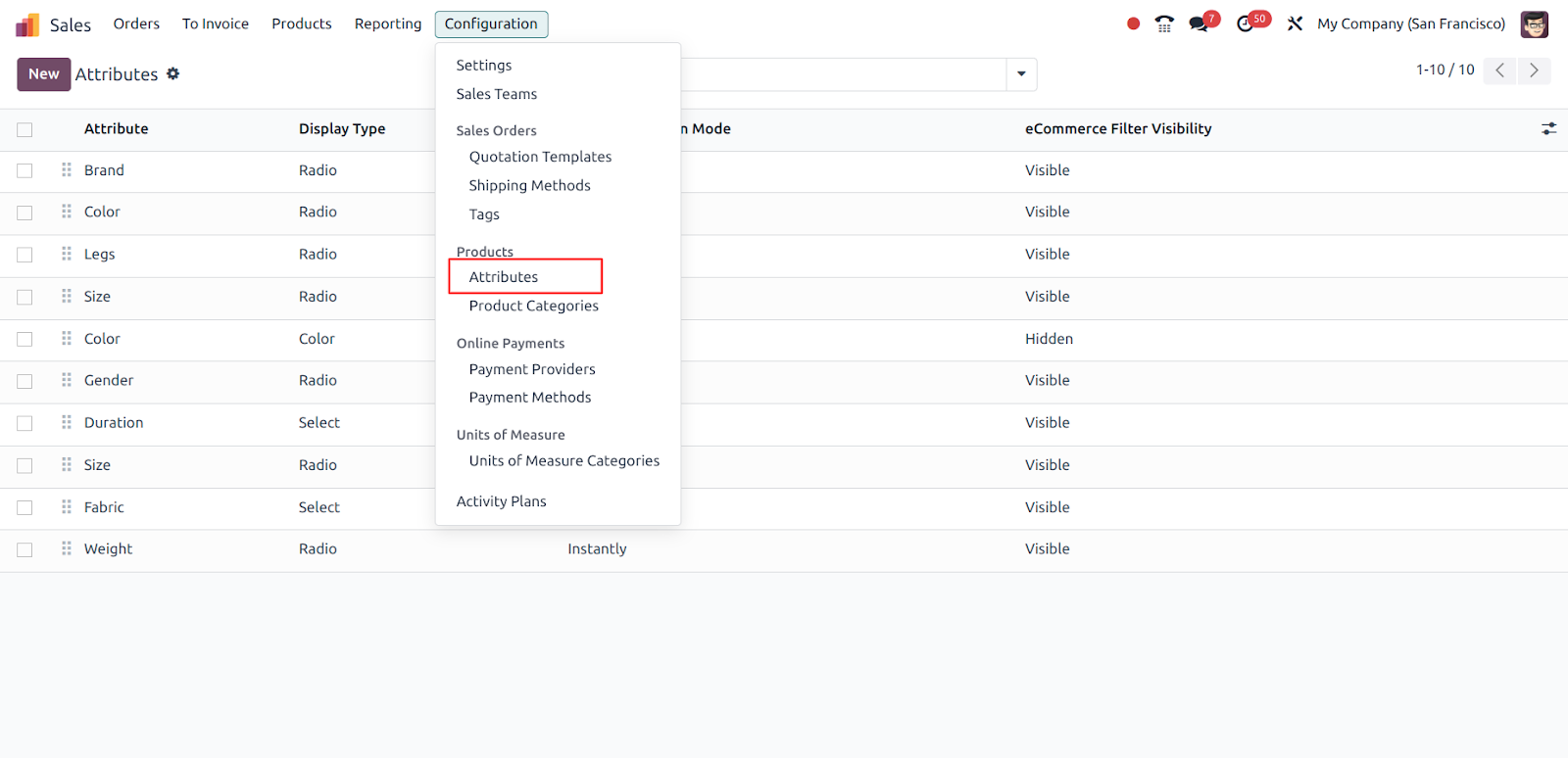 Create Attributes In Odoo