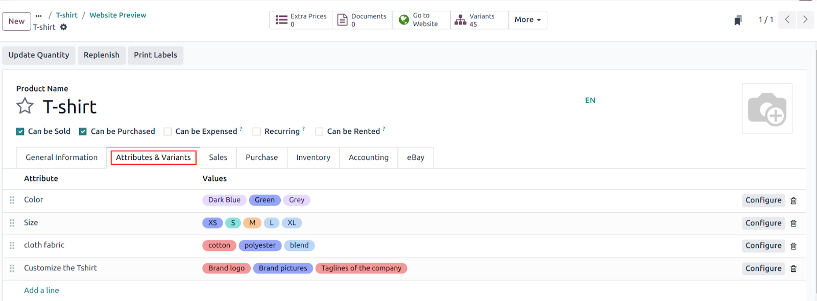 Use-case of using Attribute and Variants in Odoo