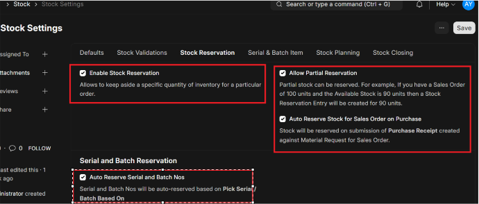 Configure Stock Settings: ERPNext