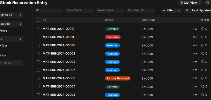 Track Stock Reservation Entries: ERPNext