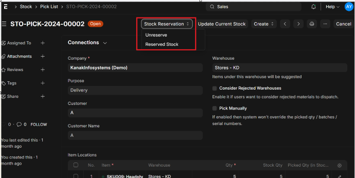 unreserved and reserved stock option