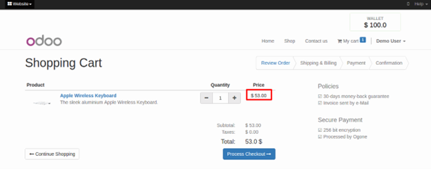 Website Wallet Module for Odoo Buy products using Wallet (Full Payment via Wallet)