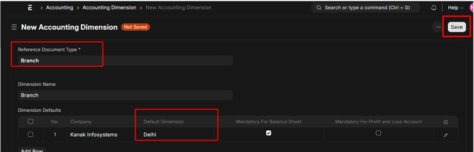 Create New Accounting Dimension in ERPNext