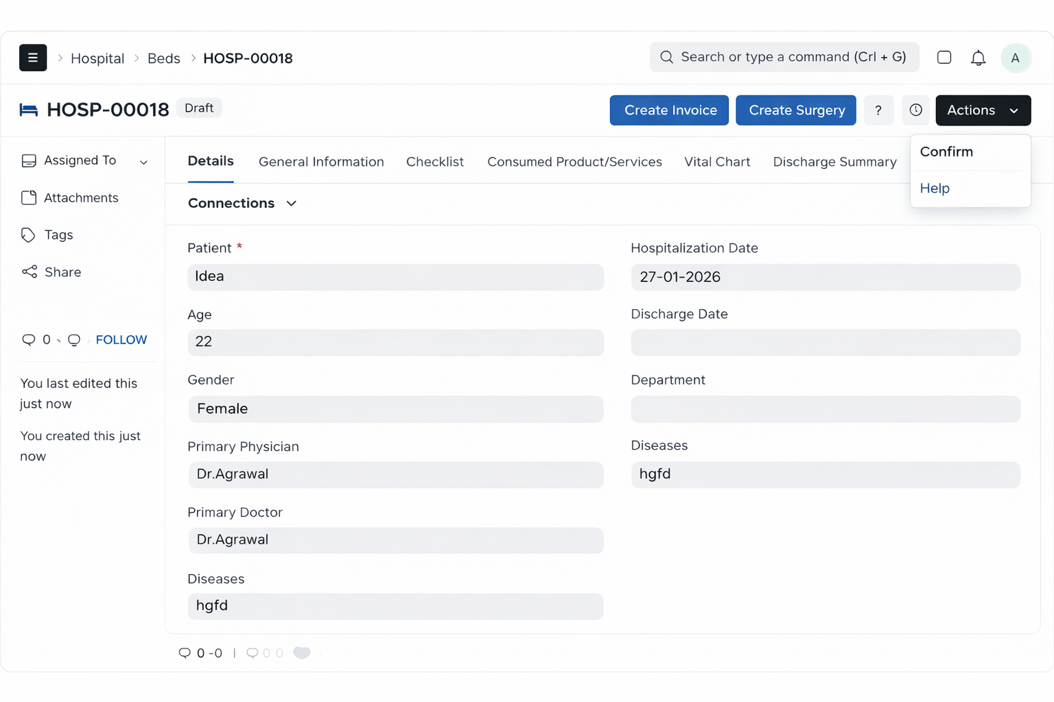 ERPNext Hospitalization Management Dashboard