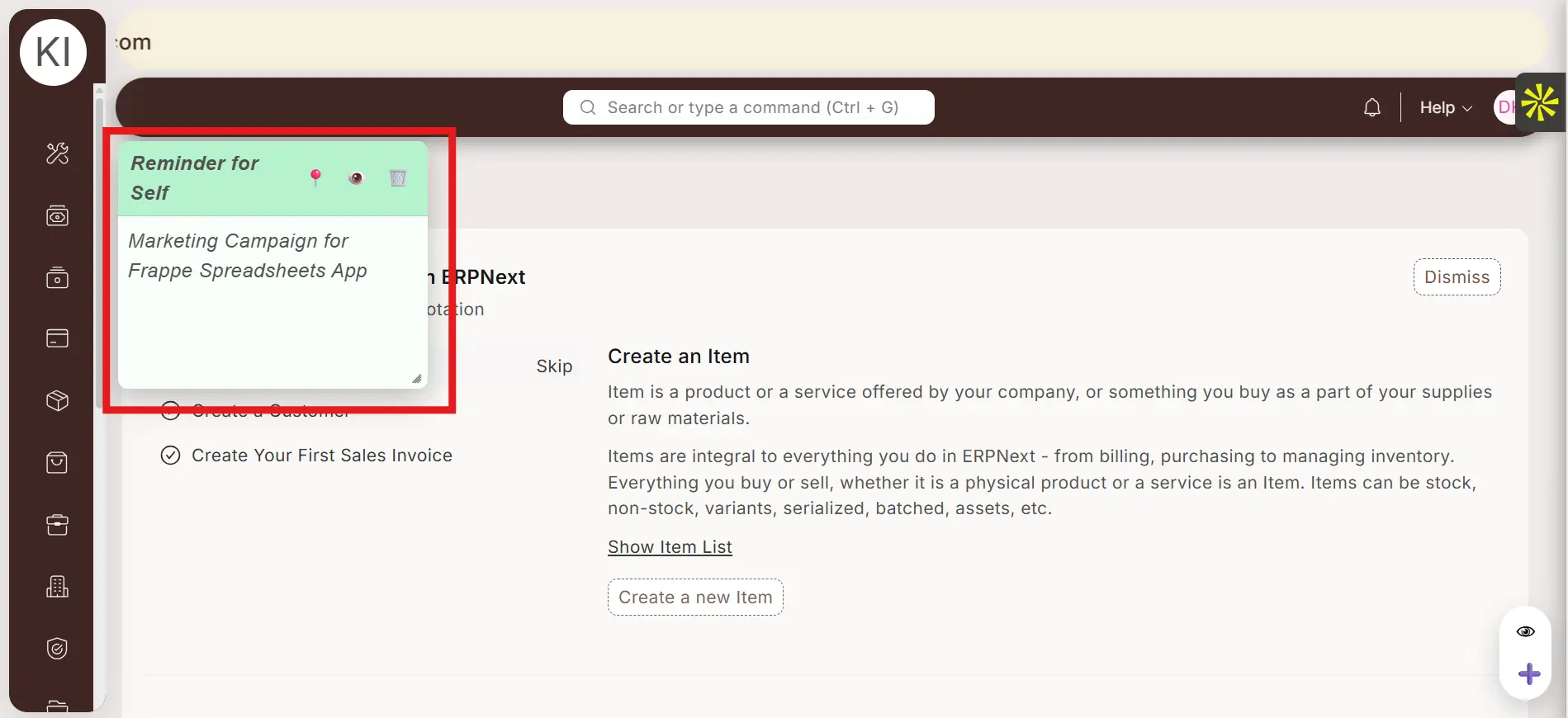 Sticky Notice Reminder- Frappe Theme