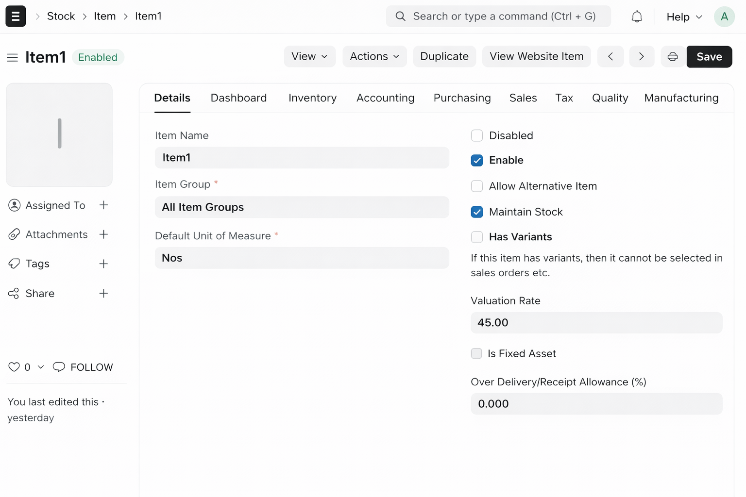 Product Availability List View