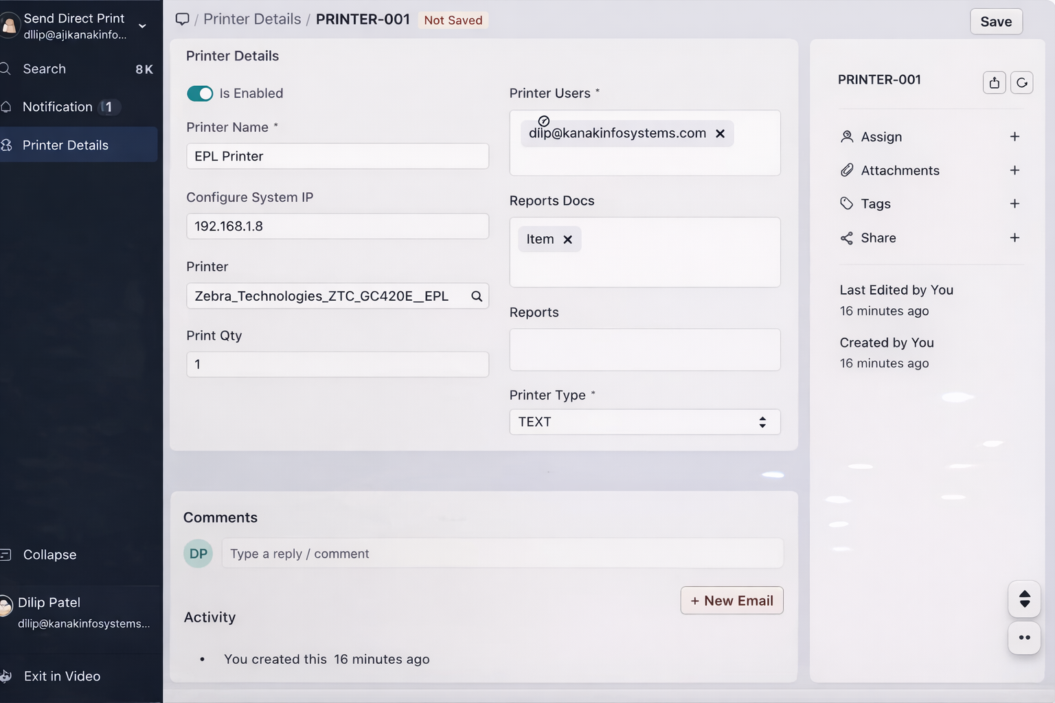 Printer configuration and setup interface
