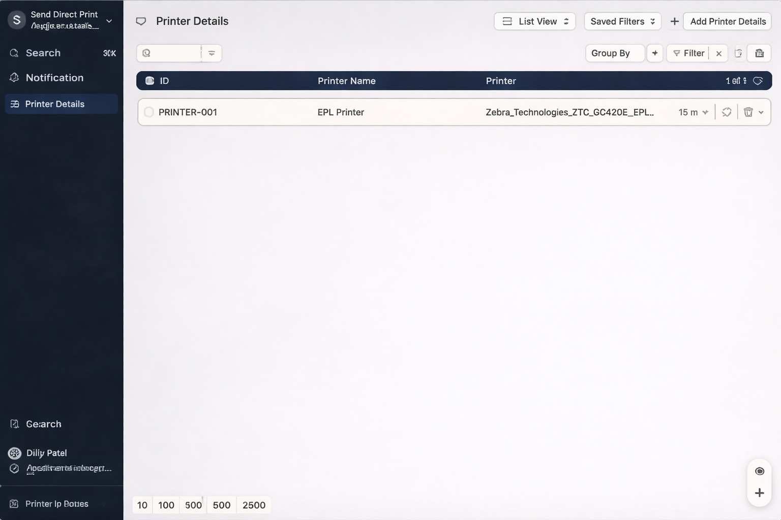 User role access for direct printing feature