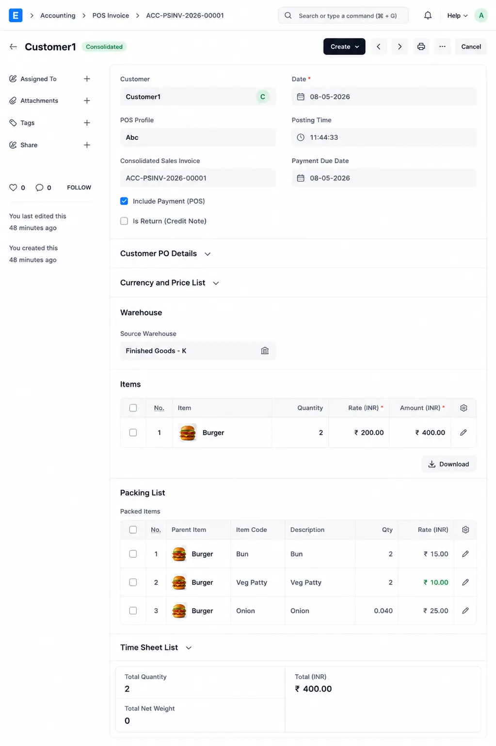 ERPNext Restaurant Management