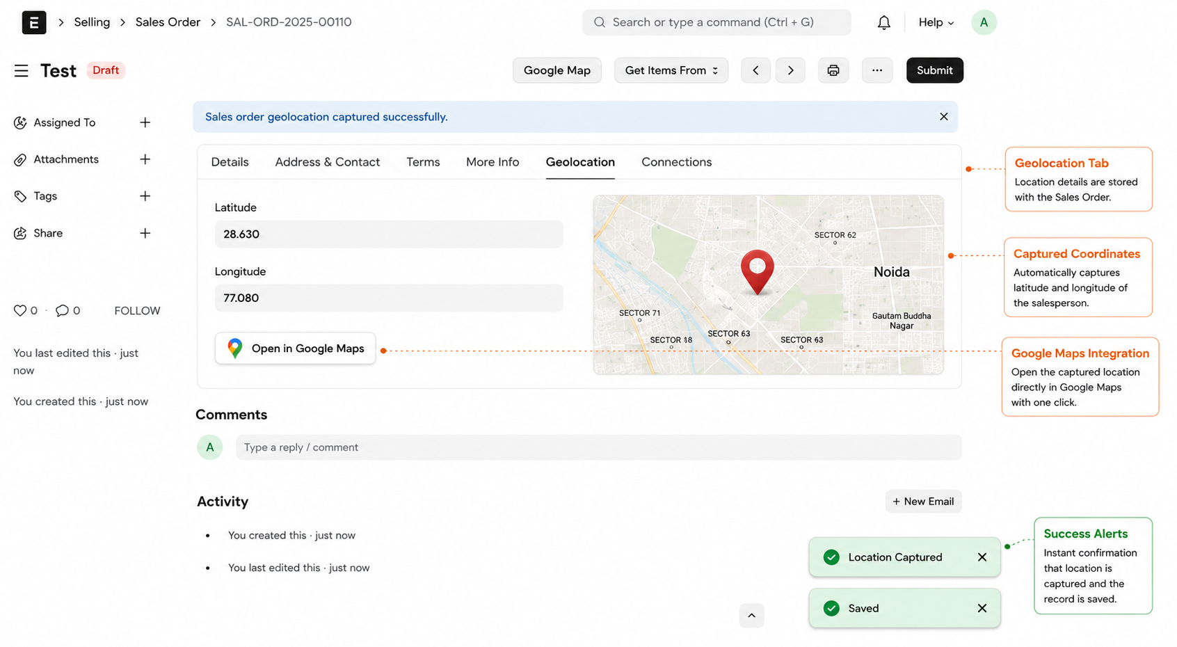 ERPNext Sales Geolocation