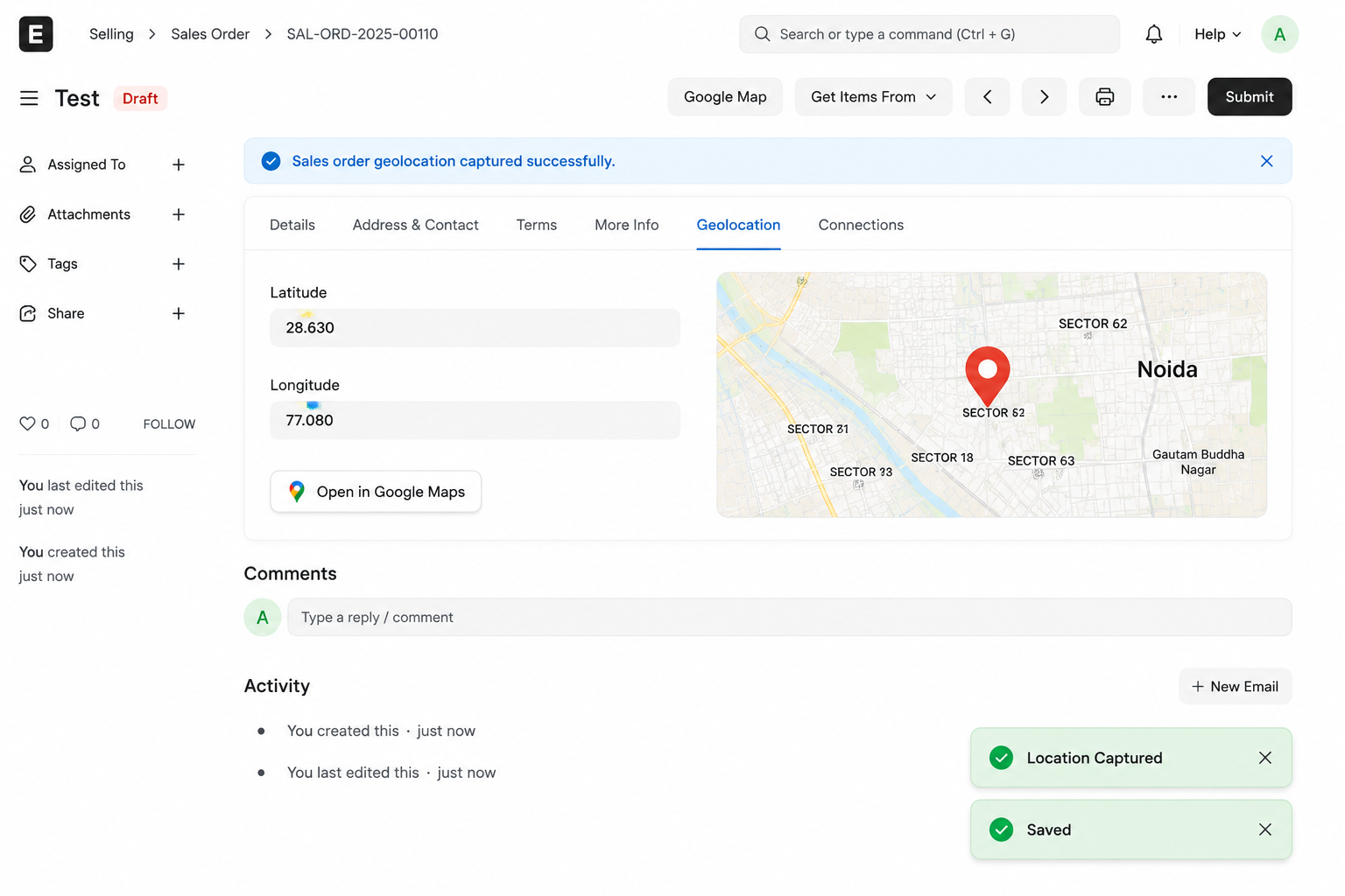 ERPNext Sales Geolocation