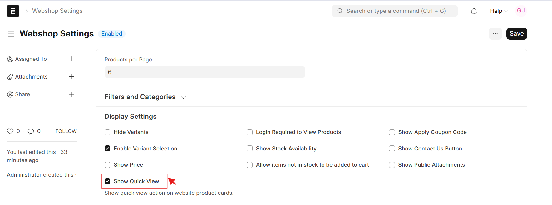 Frappe Product Quick View