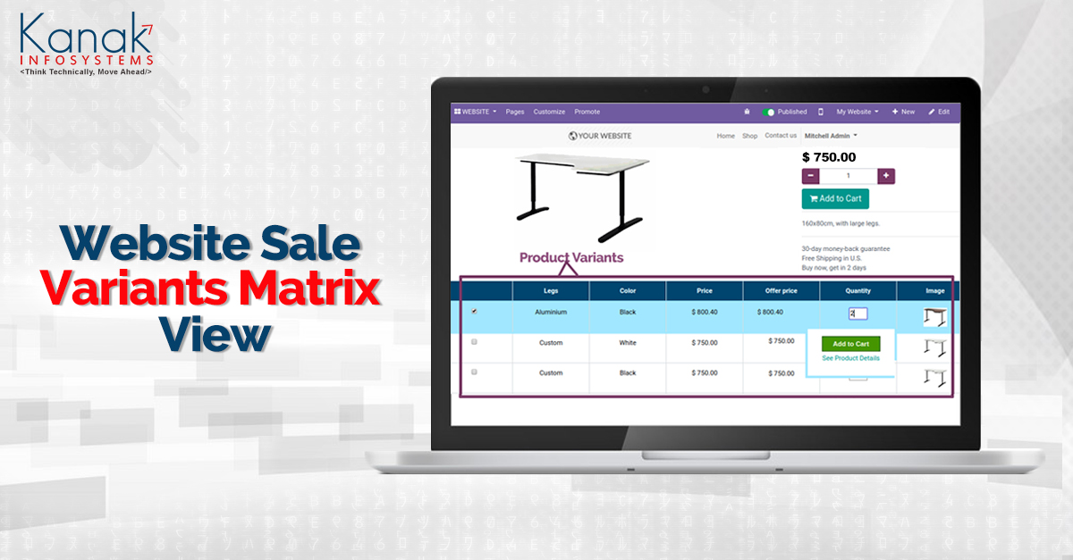 Website Sale Variants Matrix View